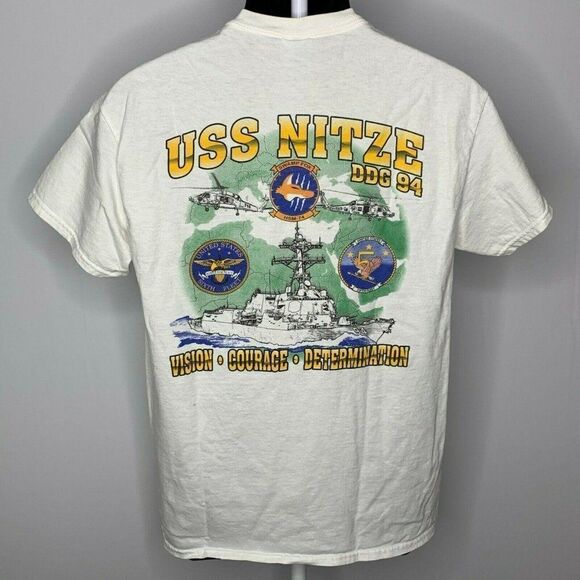 USS Nitze DDG 94 Crewneck T Shirt M White US Navy - Picture 2 of 5